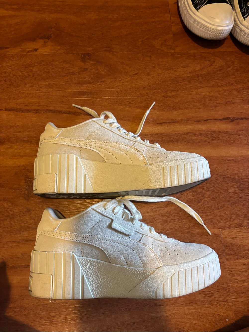 Puma White Cream Casual Sneakers with Suede Accents